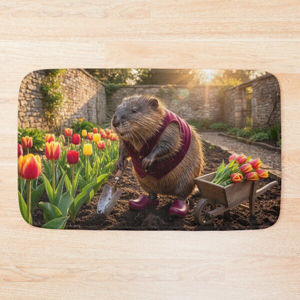 Item preview, Impeccably Dressed Muskrat Gathers Tulips designed and sold by Tridentulus.