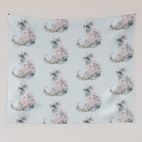 Item preview, Elegant Cat in Bloom designed and sold by FloreDreamStudio.