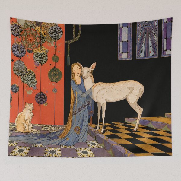 Item preview,  Art Nouveau Fantasy Deer Illustration for Vintage Fairytale Lovers designed and sold by RickE.