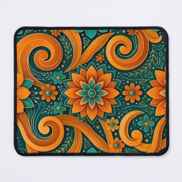 Item preview, Exotic Gradient Flowers with Geometric Spirals Psychedelic Floral Pattern designed and sold by Good Vibes .