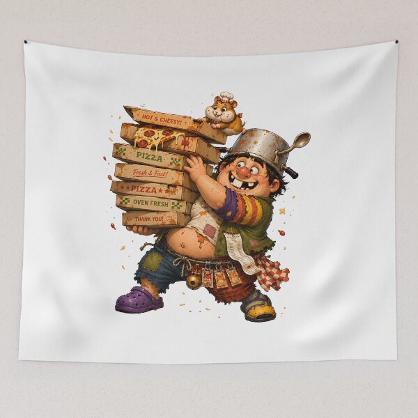 Item preview, Funny Pizza Delivery Chef With Stacked Boxes designed and sold by SRY SHOP.