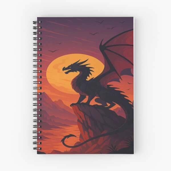 Item preview, Dragon Silhouette Sunset Mountain Artwork  designed and sold by NivyasArtistry.