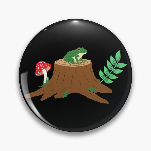 Item preview, Frog on a tree stump with a mushroom designed and sold by Jennifer Ladd.