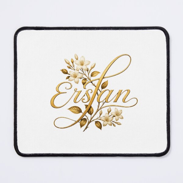 Item preview, Ersan Golden Jasmine Monogram – Luxury Floral Name Art on Black Background designed and sold by Joyfulfabric.