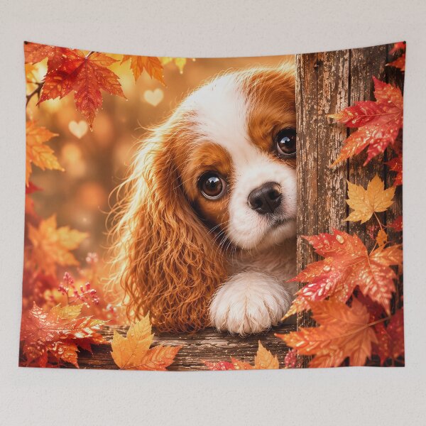 Item preview, Autumn Leaves Secret Peek Cavalier King Charles Spaniel designed and sold by ManJiangHong.