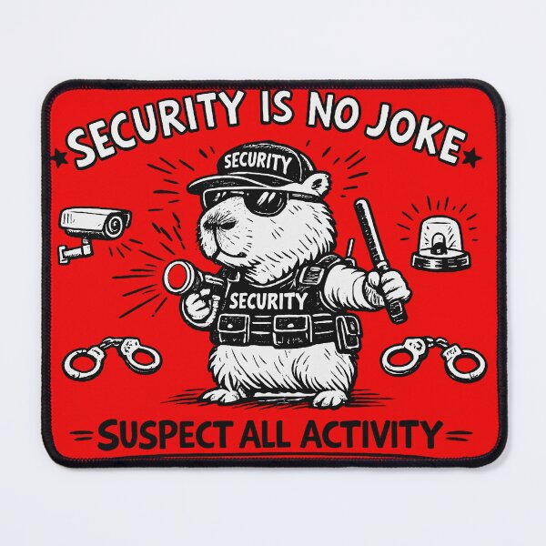Item preview, Security Is No Joke - Funny Capybara Security Guard Cartoon designed and sold by mikemuchu.