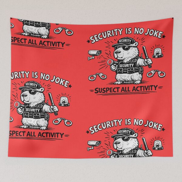 Item preview, Security Is No Joke - Funny Capybara Security Guard Cartoon designed and sold by mikemuchu.