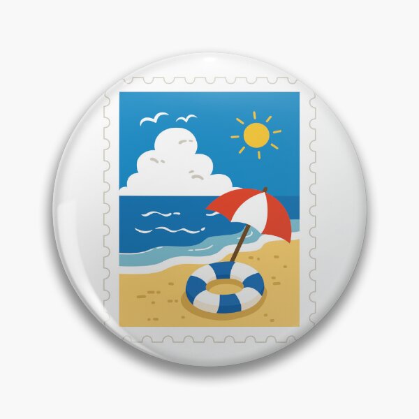 Item preview, Cute Beach Umbrella and Lifebuoy Stamp designed and sold by Anne97s.