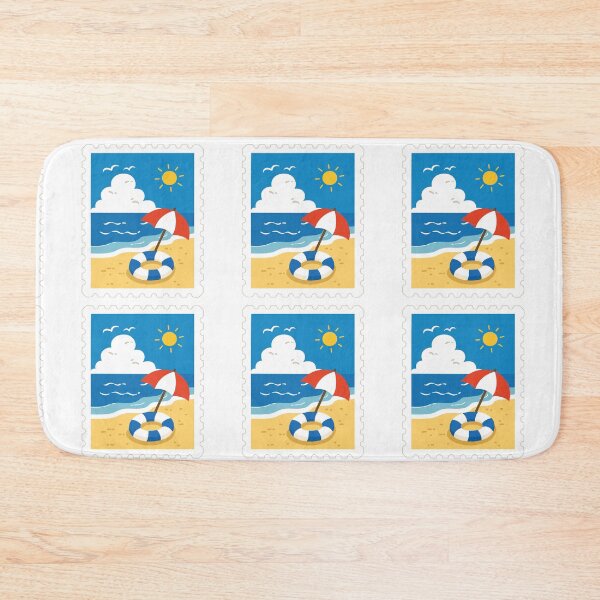 Item preview, Cute Beach Umbrella and Lifebuoy Stamp designed and sold by Anne97s.