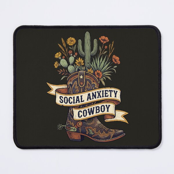 Item preview, Social Anxiety Cowboy - Retro Vintage Western Cactus Boot Graphic designed and sold by krish-prints.