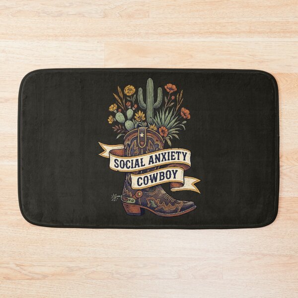 Item preview, Social Anxiety Cowboy - Retro Vintage Western Cactus Boot Graphic designed and sold by krish-prints.