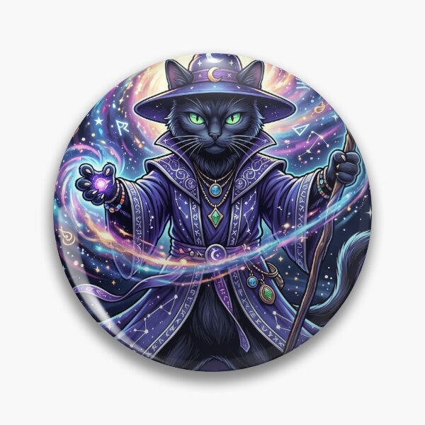 Item preview, Black Cat Wizard Casting Galaxy Spells Cosmic Fantasy T-Shirt designed and sold by MERAKISL.