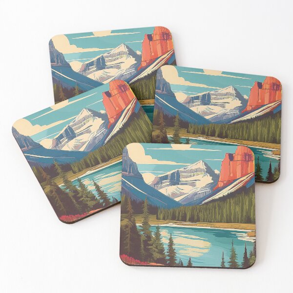 Item preview, Glacier National Park Sunset Glow | Vintage Montana Landscape Illustration designed and sold by Hallowed Artistry.