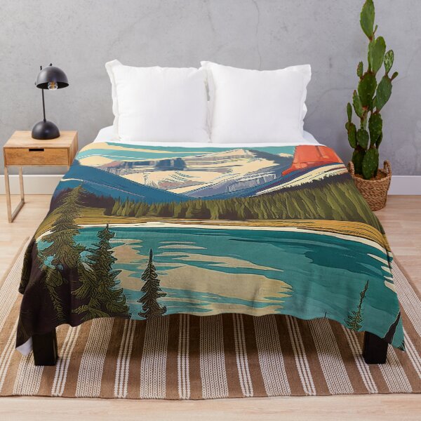 Item preview, Glacier National Park Sunset Glow | Vintage Montana Landscape Illustration designed and sold by Hallowed Artistry.