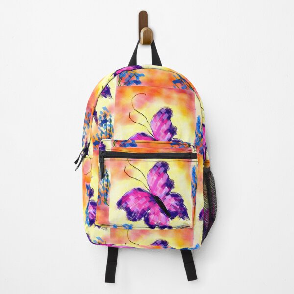 Item preview, Vibrant pink purple glitch winged butterfly in a vivid sunset sky landscape aesthetic purposes designed and sold by Shukasya-Arts.