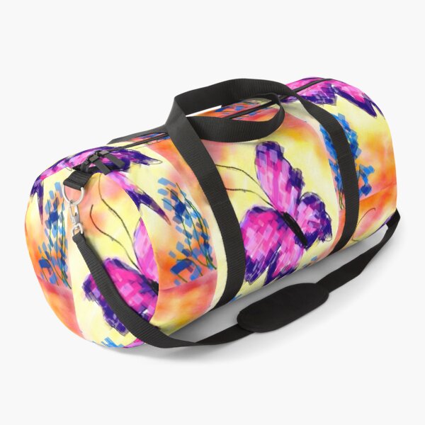 Item preview, Vibrant pink purple pixel winged butterfly in a vivid sunset sky landscape aesthetic purposes  designed and sold by Shukasya-Arts.