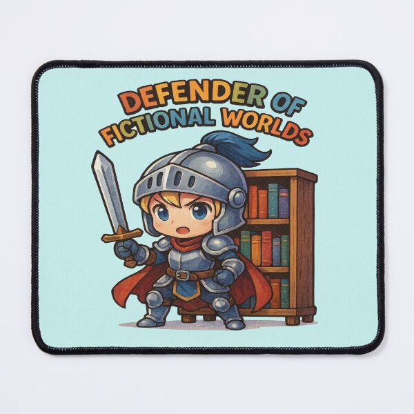 Item preview, Defender of Fictional Worlds Cute Fantasy Knight Book Lover Design designed and sold by BookedAndDesign.