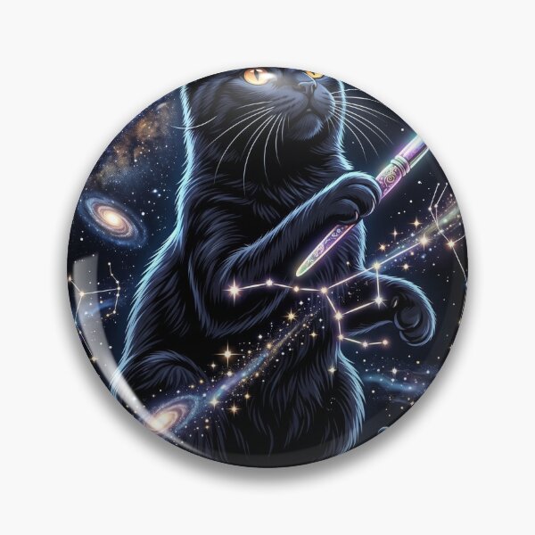 Item preview, Black Cat Painting Constellations Cosmic Art T-Shirt designed and sold by MERAKISL.