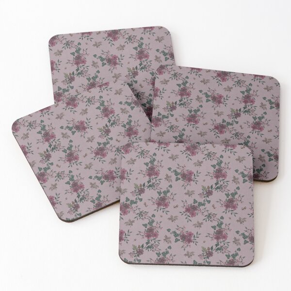 Item preview, Winter Watercolor Burgundy Floral Woodland Botanical Fabric designed and sold by Designs by christel_treiber.