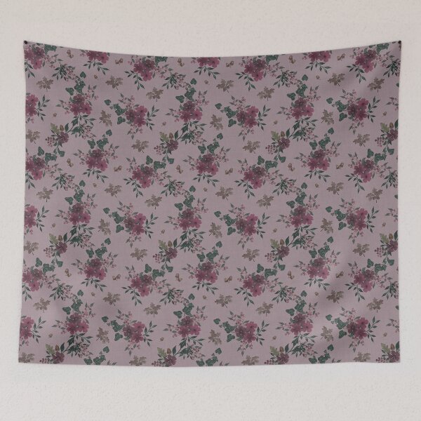 Item preview, Winter Watercolor Burgundy Floral Woodland Botanical Fabric designed and sold by Designs by christel_treiber.