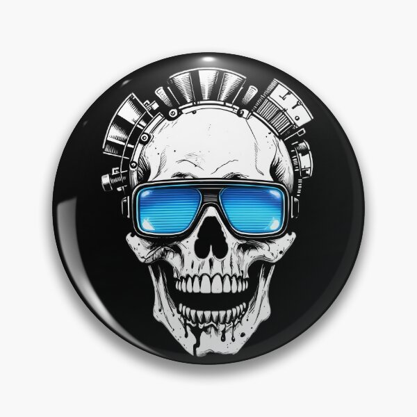 Item preview, Cyberpunk Skull with Futuristic Blue Visor Glasses designed and sold by coretrophia.
