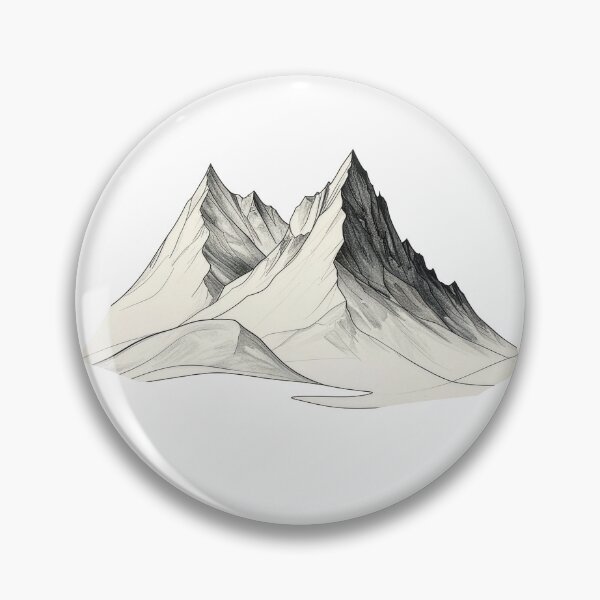 Item preview, Monochrome mountain pencil sketch minimalist peaks black white graphite nature wall art decor designed and sold by icemanphotos.
