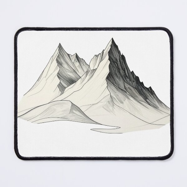 Item preview, Monochrome mountain pencil sketch minimalist peaks black white graphite nature wall art decor designed and sold by icemanphotos.