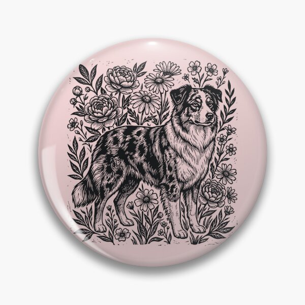 Item preview, Floral Aussie Linocut Australian Shepherd Dog Person  designed and sold by Y-Vibes.