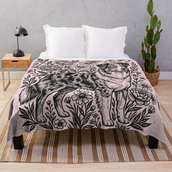Item preview, Floral Aussie Linocut Australian Shepherd Dog Person designed and sold by Y-Vibes.