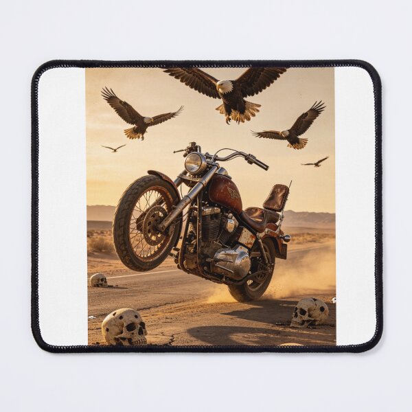 Item preview, Motorcycle in Desert with Eagles and Skulls designed and sold by wojtas90.