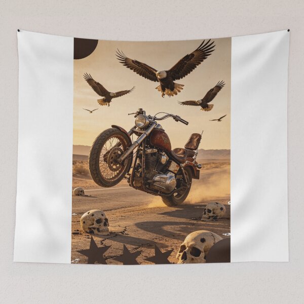 Item preview, Motorcycle in Desert with Eagles and Skulls  designed and sold by wojtas90.