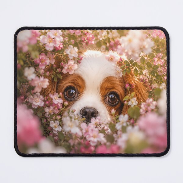 Item preview, Flower Garden Peek Cavalier King Charles Spaniel designed and sold by ManJiangHong.