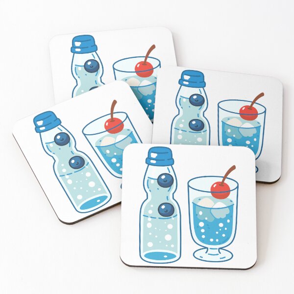 Item preview, Japanese Soda Bottle with Ice Glass and Cherry Illustration designed and sold by Anne97s.