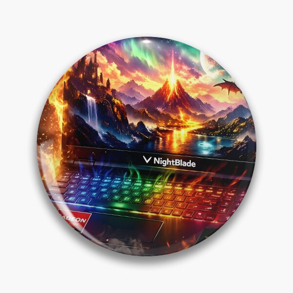 Item preview, Explosive RGB Lights gaming laptop engulfed in flames designed and sold by crayonpixels.