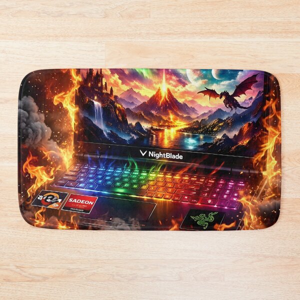 Item preview, Explosive RGB Lights gaming laptop engulfed in flames designed and sold by crayonpixels.
