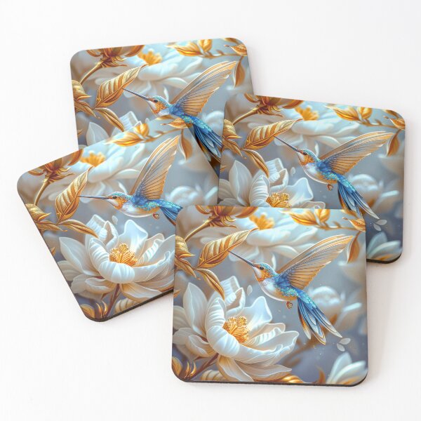 Item preview, Golden Blue Hummingbird Botanical Art designed and sold by MargaretWiktor.