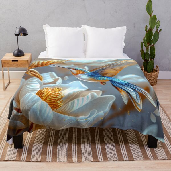 Item preview, Golden Blue Hummingbird Botanical Art designed and sold by MargaretWiktor.