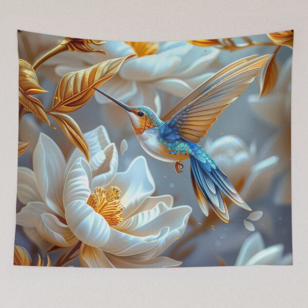 Item preview, Golden Blue Hummingbird Botanical Art designed and sold by MargaretWiktor.