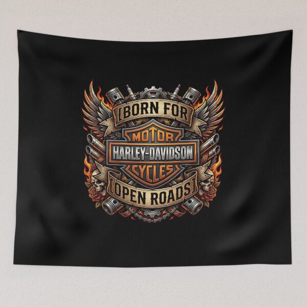 Item preview, Harley Davidson Born For Open Roads Vintage Biker Graphic designed and sold by enzoade.