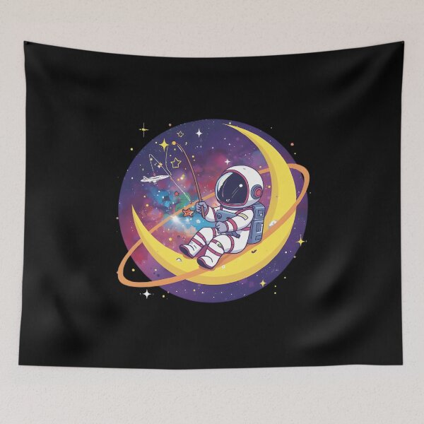 Item preview, Cute Astronaut Fishing on the Moon - Kawaii Galaxy Art designed and sold by tommysworks.
