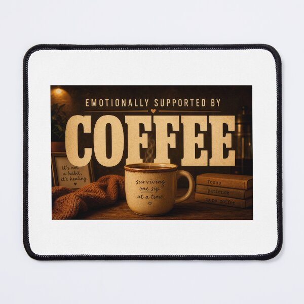 Item preview, Emotionally Supported by Coffee Funny Relatable Typography Tee Sticker Coffee Lover Gift designed and sold by sharifex.