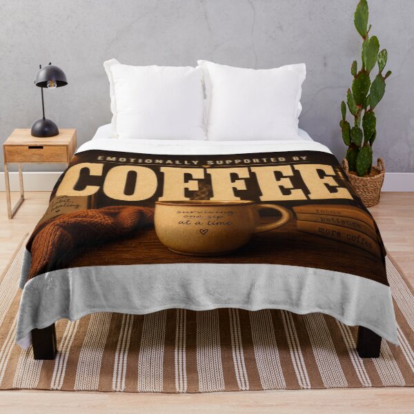 Item preview, Emotionally Supported by Coffee Funny Relatable Typography Tee Sticker Coffee Lover Gift designed and sold by sharifex.
