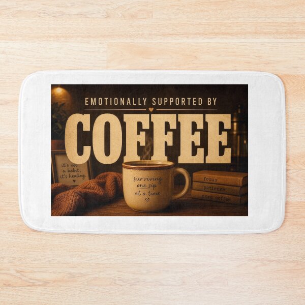 Item preview, Emotionally Supported by Coffee Funny Relatable Typography Tee Sticker Coffee Lover Gift designed and sold by sharifex.