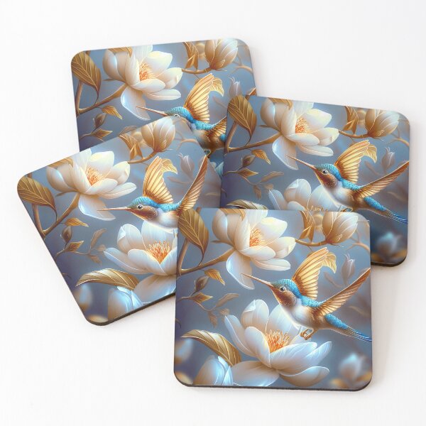 Item preview,  Golden Blue Hummingbird Botanical Art designed and sold by MargaretWiktor.