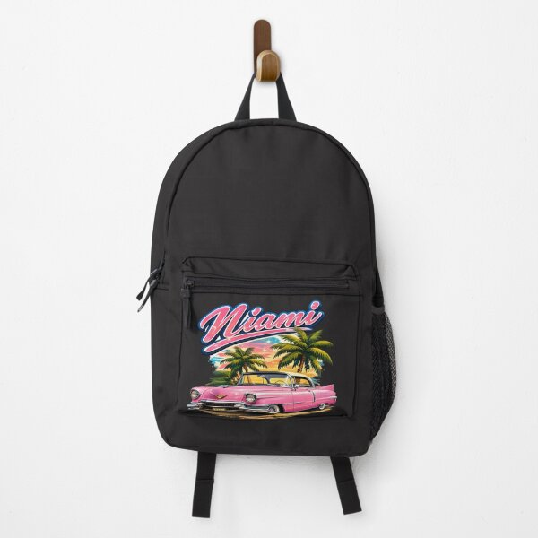 Item preview, Miami Sunset Cadillac – Retro Pink Classic Car & Palm Trees Vintage Design designed and sold by Les-Ink-Studio.