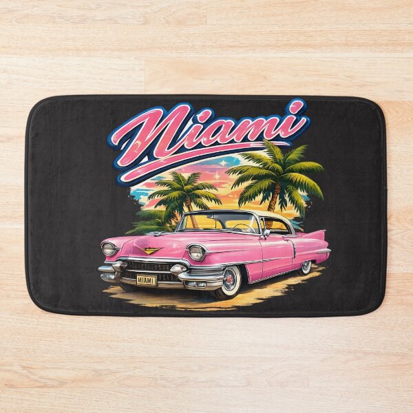 Item preview, Miami Sunset Cadillac – Retro Pink Classic Car & Palm Trees Vintage Design designed and sold by Les-Ink-Studio.