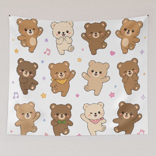 Item preview, Cute Dancing Bears Kawaii Chibi Teddy Bear Pattern designed and sold by Seculinator.