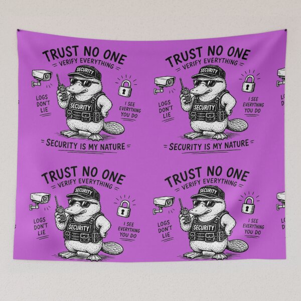 Item preview, Trust No One Verify Everything - Funny Platypus Security Guard Cartoon designed and sold by mikemuchu.