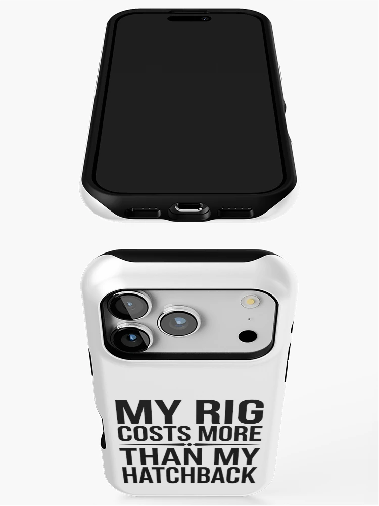 Thumbnail 3 of 4, iPhone Case, Hatchback Vs Sim Rig Budget - Sim Racing Humor designed and sold by GarageGraphics.