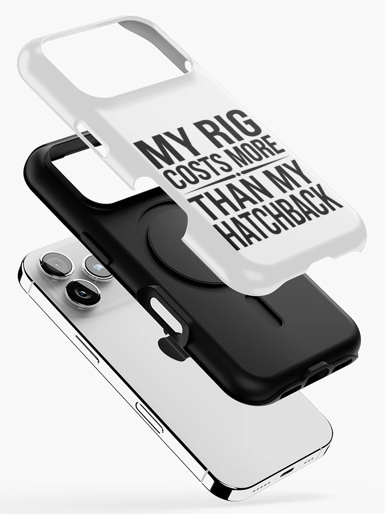Thumbnail 2 of 4, iPhone Case, Hatchback Vs Sim Rig Budget - Sim Racing Humor designed and sold by GarageGraphics.